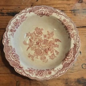 Red transferware bowl